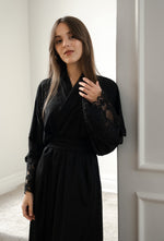 Embossed lace sleeve robe