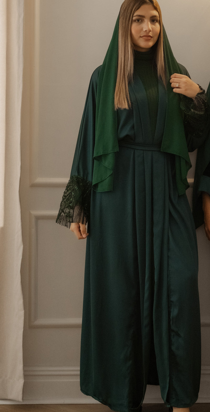 Emerald green abaya