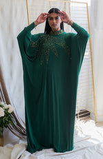 High Neck Kaftan with Leaf Bead Design