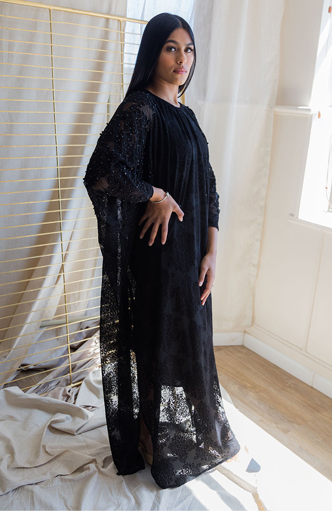 Velvet Damask High End Beaded Kaftan